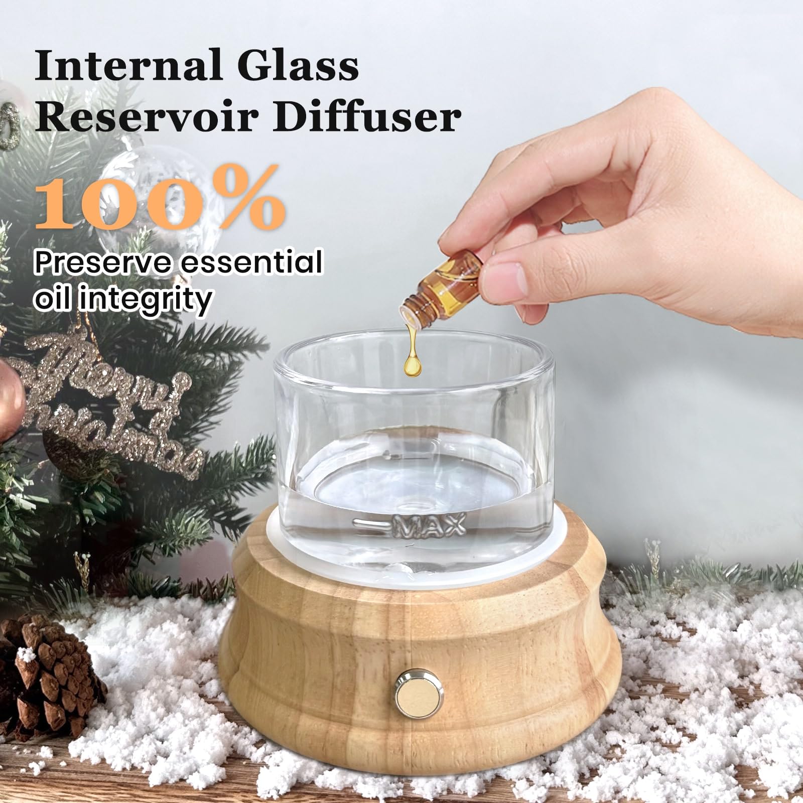 Diffuser with one-button control for mist and mood lights