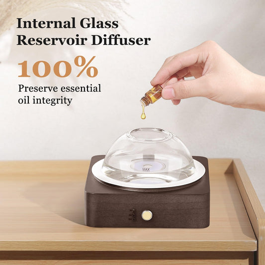 Close-up of glass dome cover on essential oil diffuser