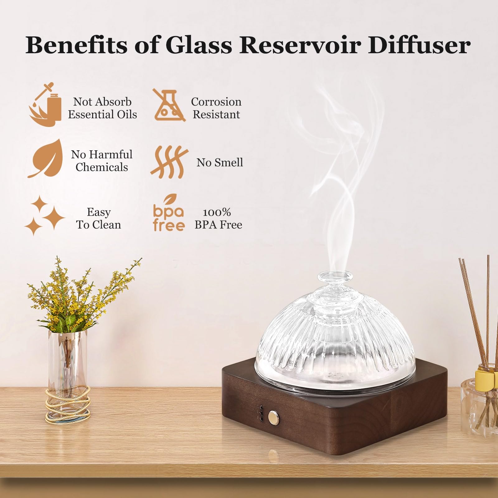 7-color mood lighting on Lecdura glass diffuser