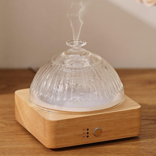 Lecdura glass essential oil diffuser with 200ml reservoir and wood base