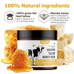 Lecory Beef Tallow Honey Infusion emphasizes nutrient-rich formula supporting skin resilience.