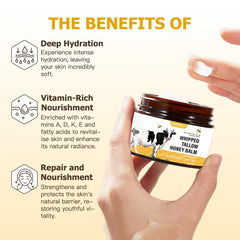 Lecory Beef Tallow Whipped Balm demonstrates cloud-like texture that melts on contact.