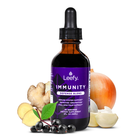 Front view of Leefy Organics Immunity Defense Blend bottle, 2 oz