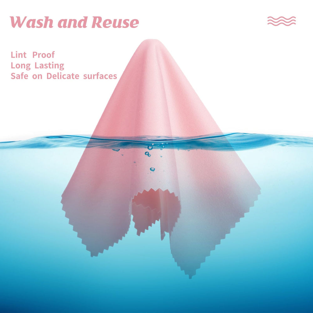 Compact, travel-ready pink microfiber cleaning cloths