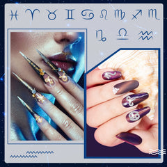 Leelosp zodiac charms gold close-up rhinestones for elegant nail art