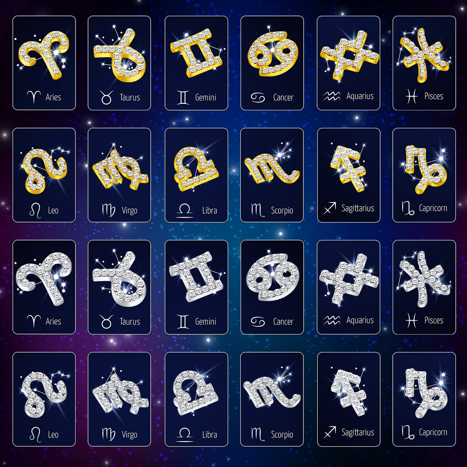 Leelosp zodiac nail charms gold collection close-up shine for jewelry making