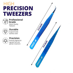 Leenax blue stainless steel tweezers with polished finish closeup for daily use.