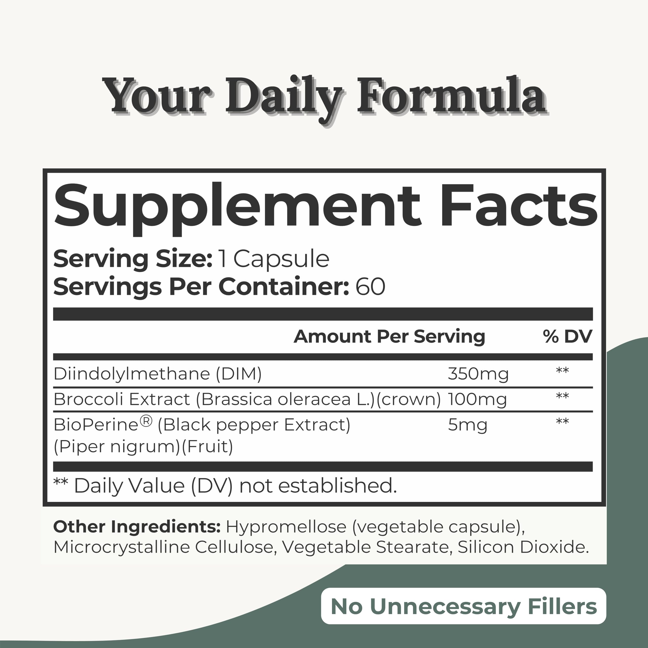 DIM Ultra bottle with BioPerine and broccoli extract emphasized for absorption