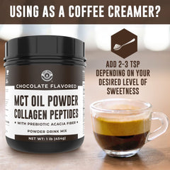 Left Coast Performance Chocolate flavor cup showcases rich, sugar-free creamer for coffee.