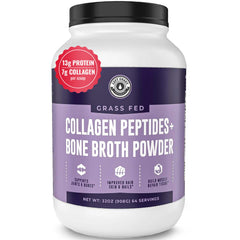Left Coast Performance collagen bone broth powder jar highlights grass-fed ingredients for daily protein intake.
