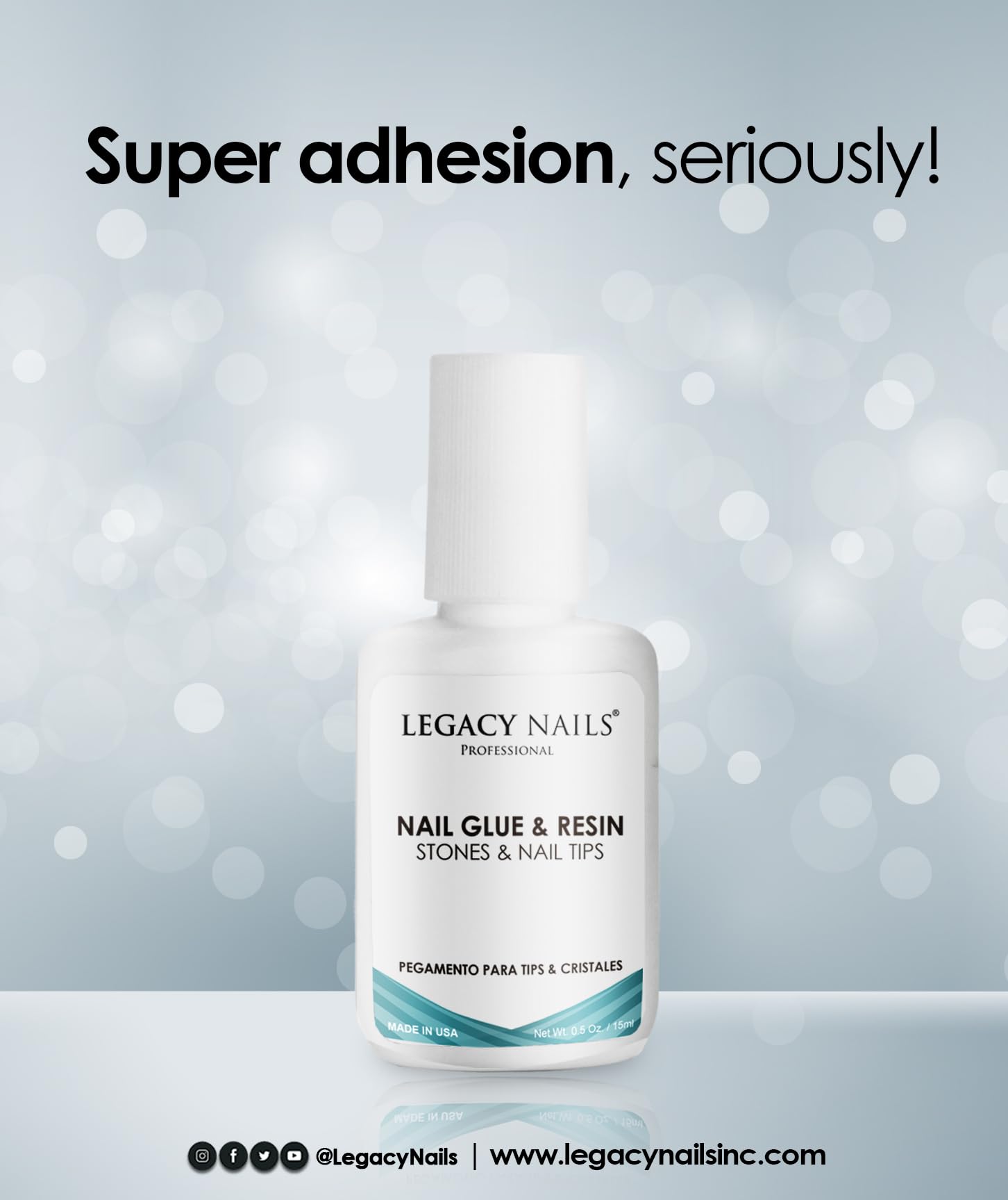 Legacy Nails 15ml bottle with precise brush-on control for clean applications.