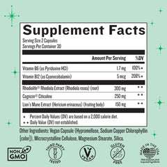 Clever Girl capsules arranged next to ingredients