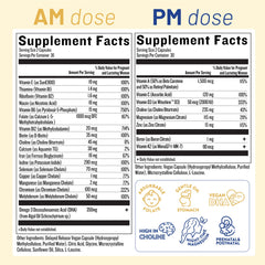 AM and PM 2-in-1 prenatal capsules for morning and evening doses