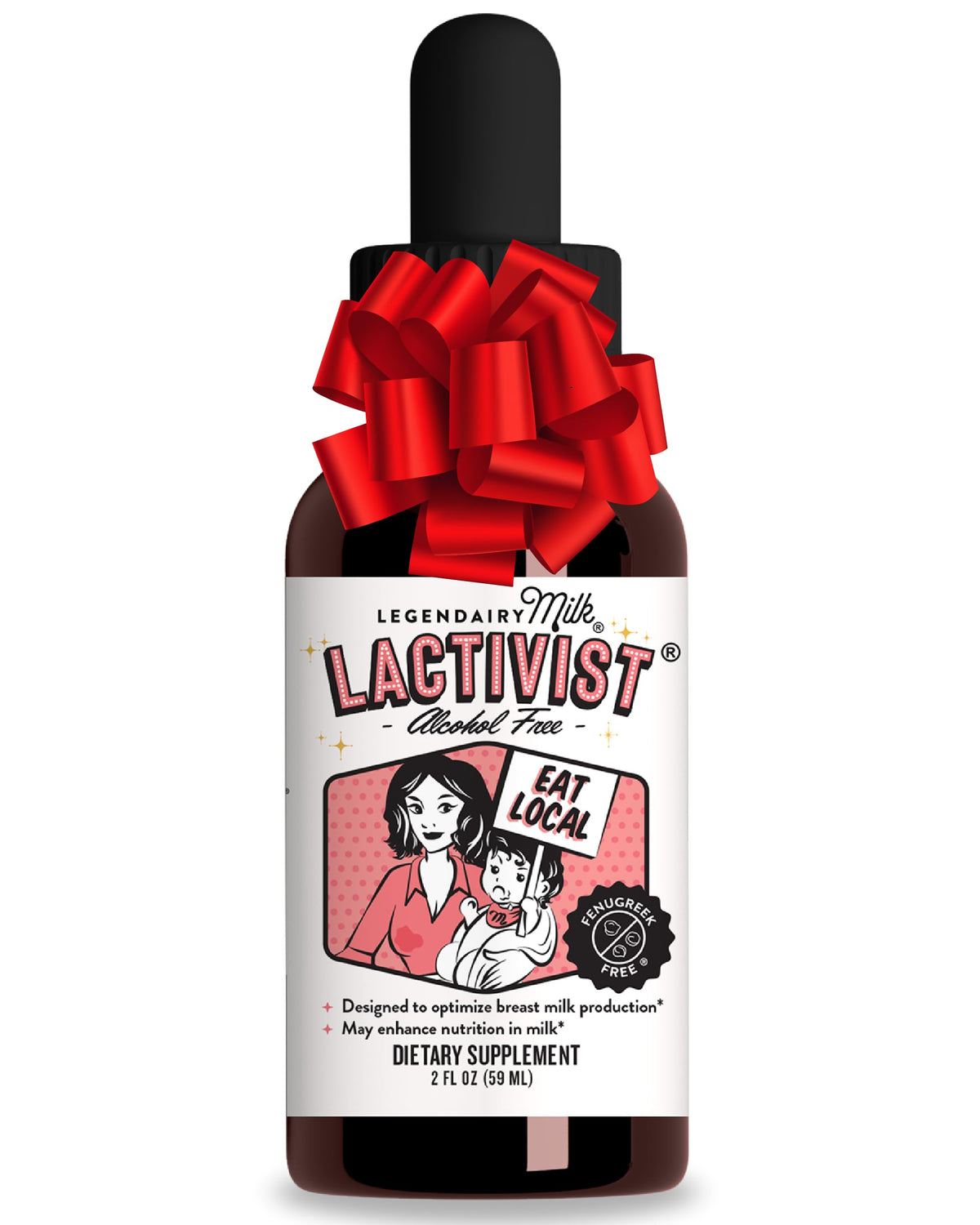 Bottle of Legendairy Milk Lactivist Drops on a clean background