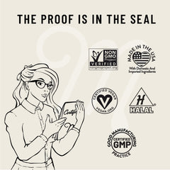 Vegan, non-GMO, gluten- and dairy-free icons on Lactivist Drops