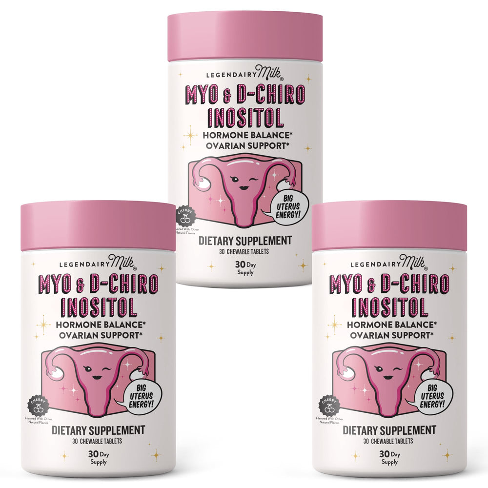 Legendairy Milk Pure Inositol cherry-flavored chewable tablet supports natural hormonal balance