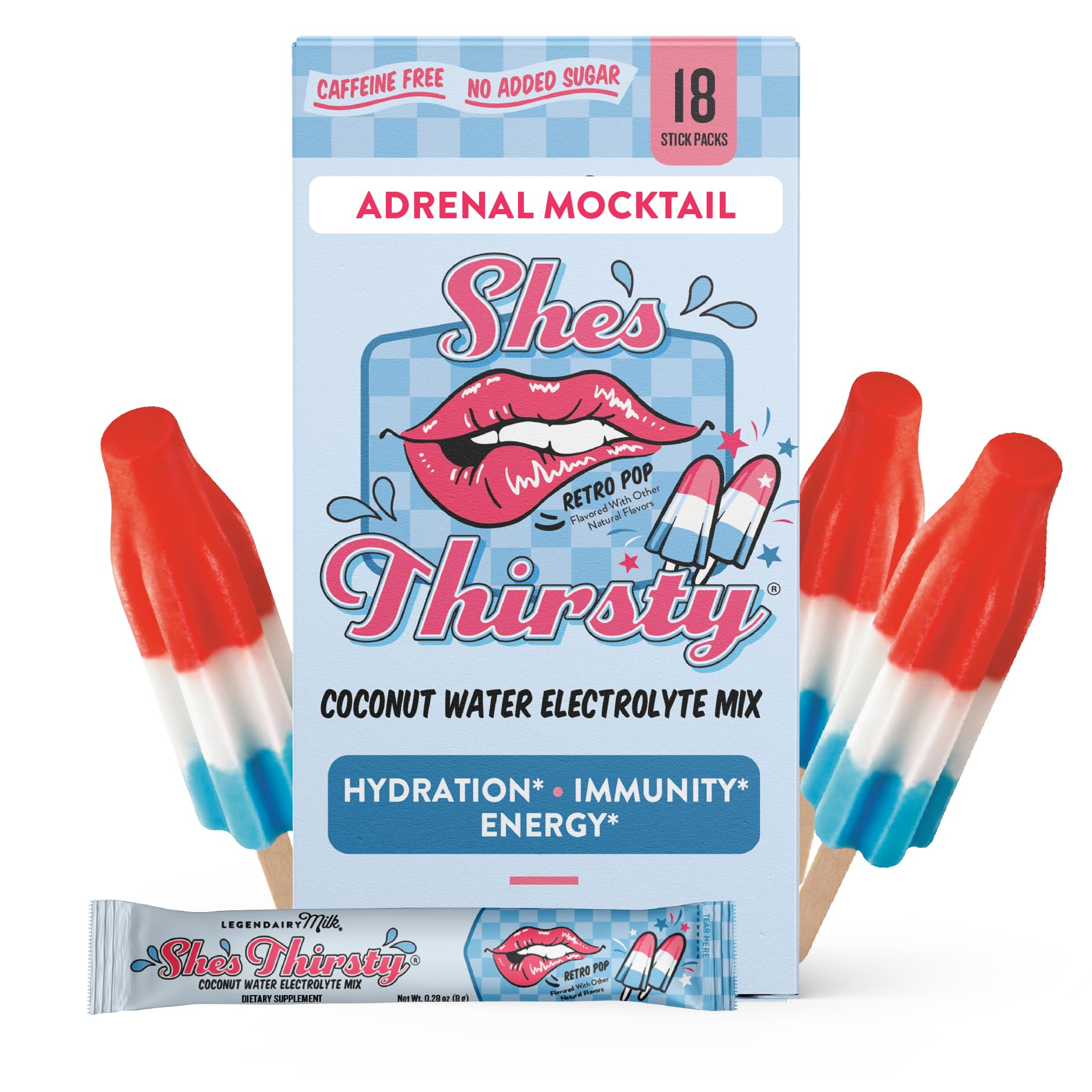 Legendairy Milk She's Thirsty Retro Pop hydration packets box