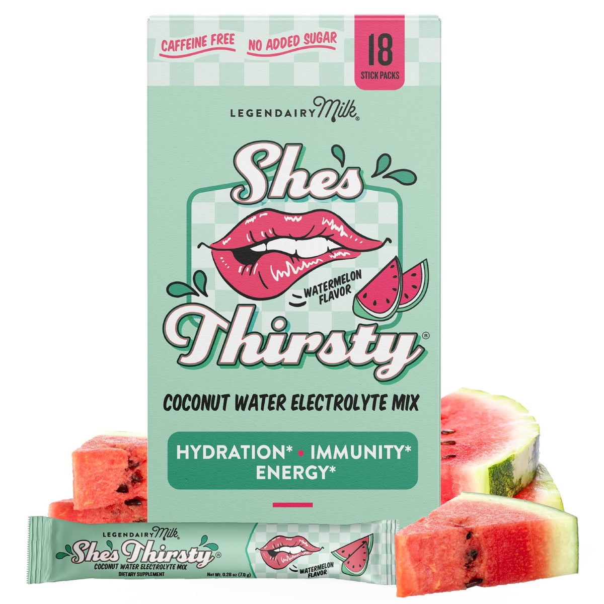 Legendairy Milk She’s Thirsty Watermelon Hydration Packets – front packaging