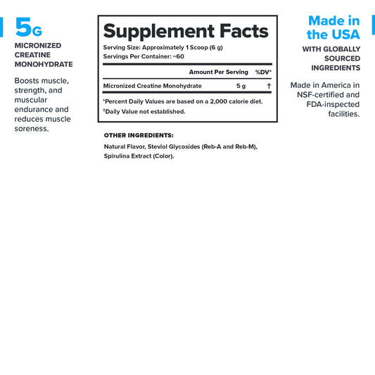 Micronized creatine powder in Blue Raspberry flavor by LEGION