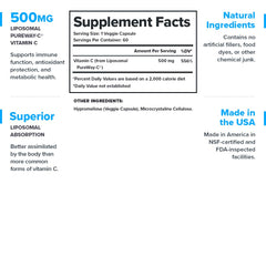 Close-up of LEGION Liposomal Vitamin C capsules (500mg) showing the smooth coating