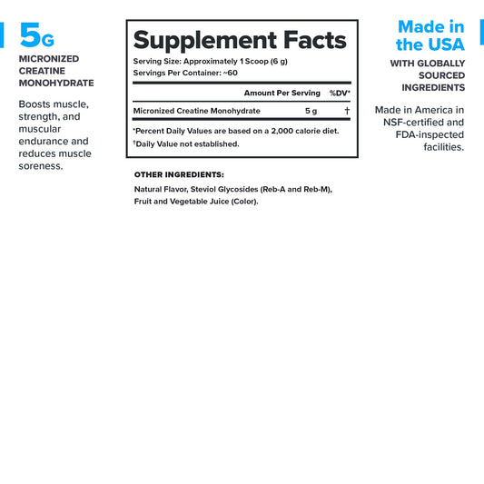Close-up of Creatine Monohydrate scoop with Fruit Punch