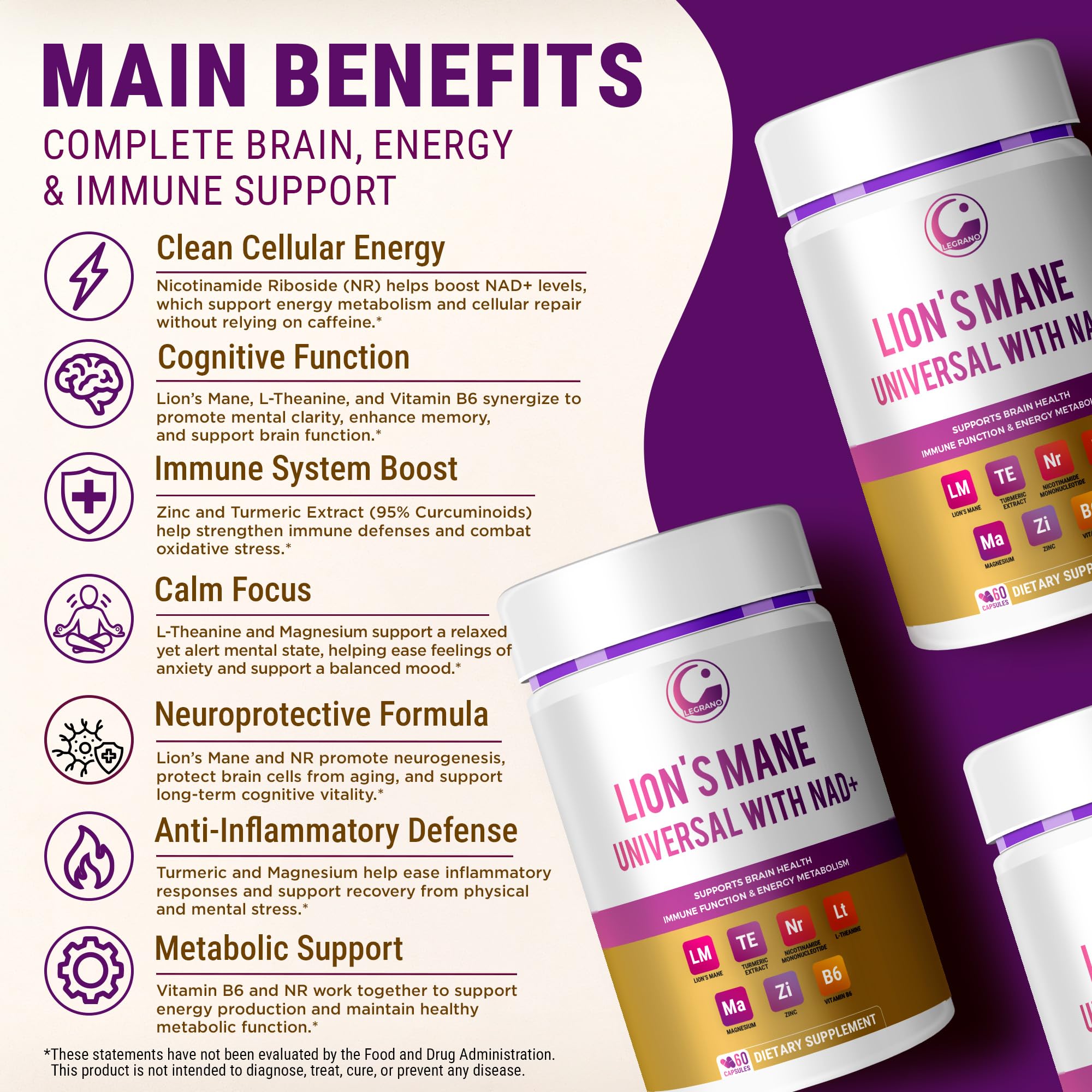 L-Theanine magnesium and Vitamin B6 blend for energy and focus