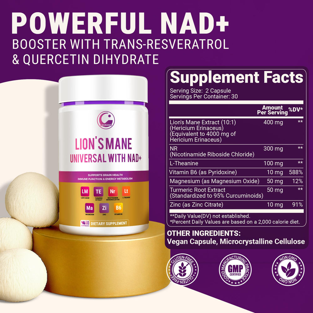 Close-up of Lions Mane 10:1 extract capsule