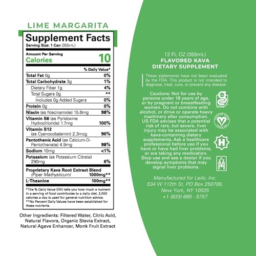Chilled LEILO Lime Margarita Mocktail can with lime garnish