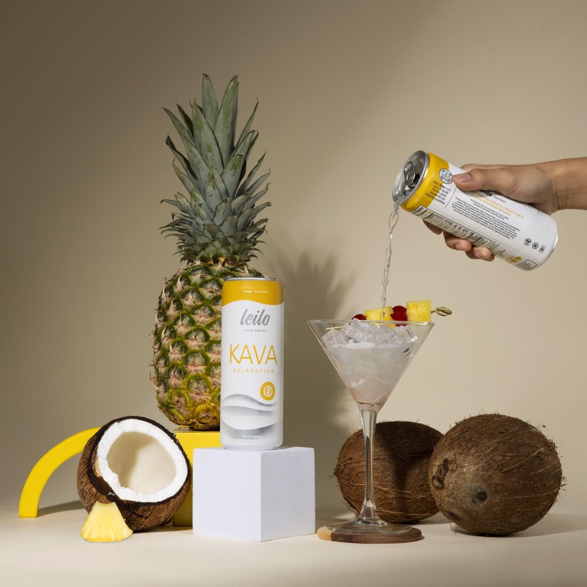 LEILO pina colada glass with pineapple—perfect poolside mood and flavor.