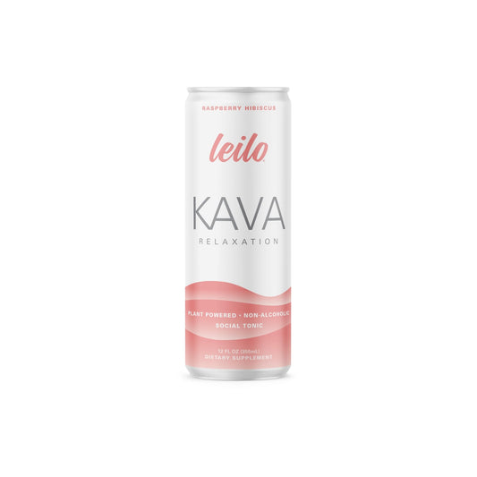 LEILO Raspberry Hibiscus Kava-Powered Sparkling Relaxation Drink - 12-pack cans