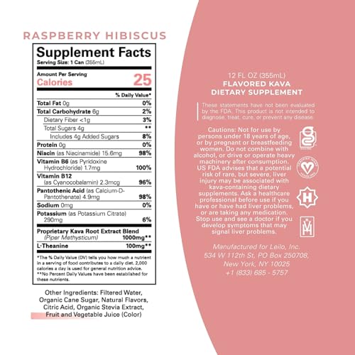 Close-up of a LEILO Raspberry Hibiscus can from the 12-pack