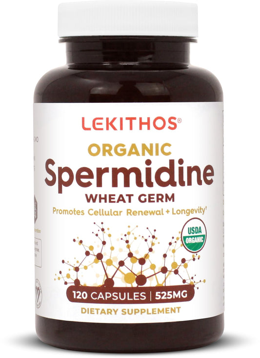 Lekithos Organic Spermidine Capsules bottle on a white background