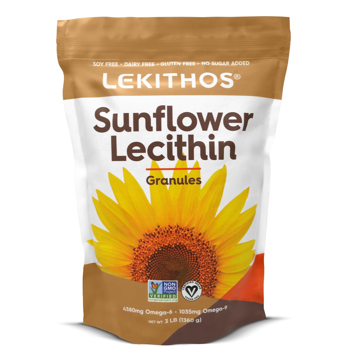 Lekithos Sunflower Lecithin Granules 3lb - Vegan, Gluten Free, Allergen Free