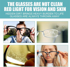 Eyeglasses being wiped with a clean cloth