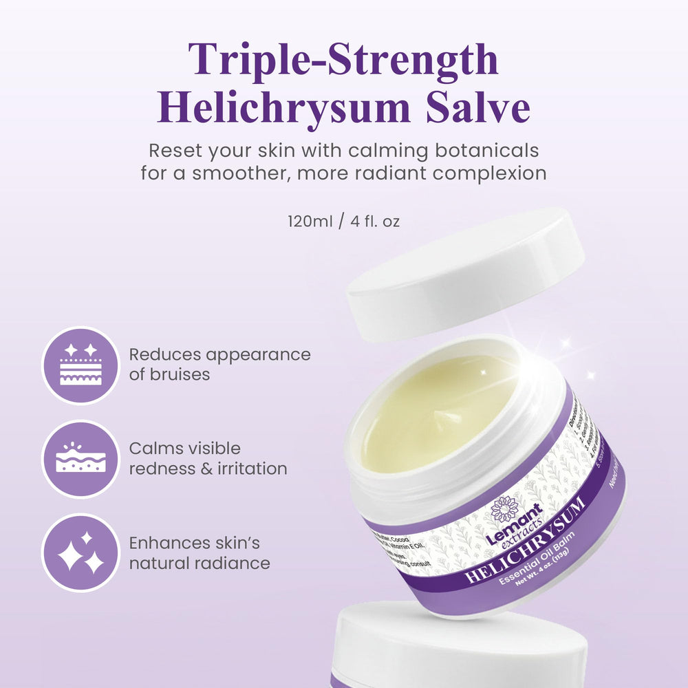 Back view of Lemant Extracts Helichrysum Balm 4 oz jar