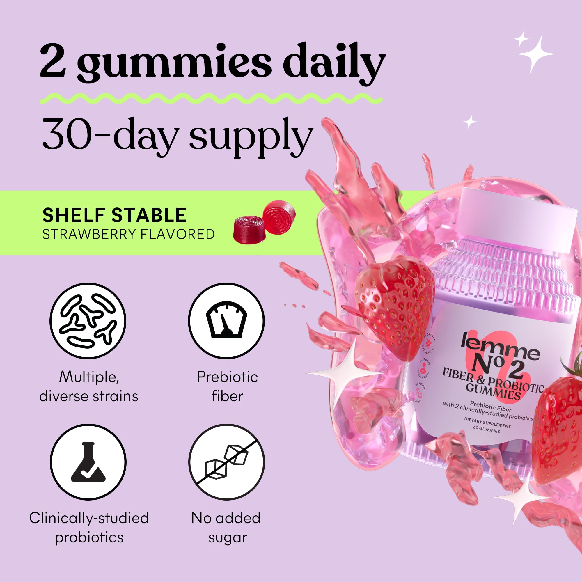 Illustration of ingredients: plant-based fiber and probiotics