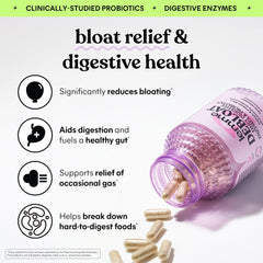 Lemme Debloat capsules visible inside bottle with clear view of capsules