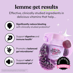 Lemme Debloat bottle back showing ingredients