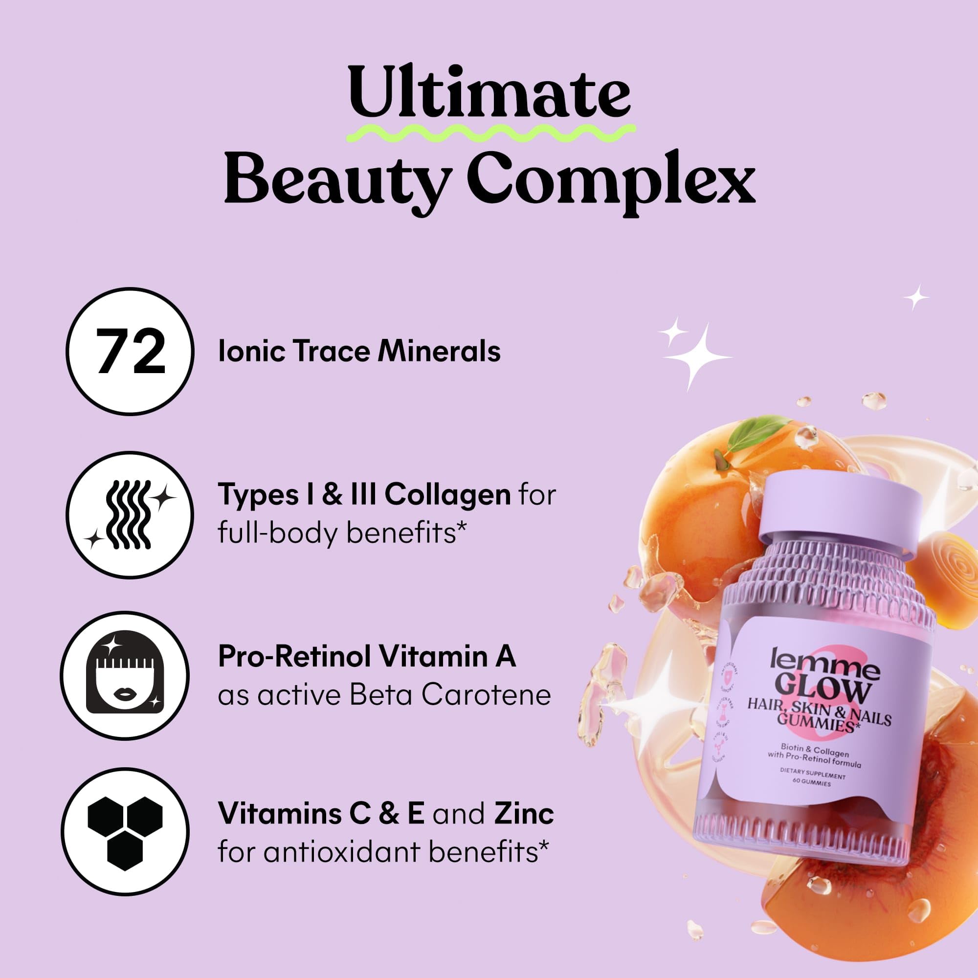 Ingredient list for Lemme Glow Collagen Gummies