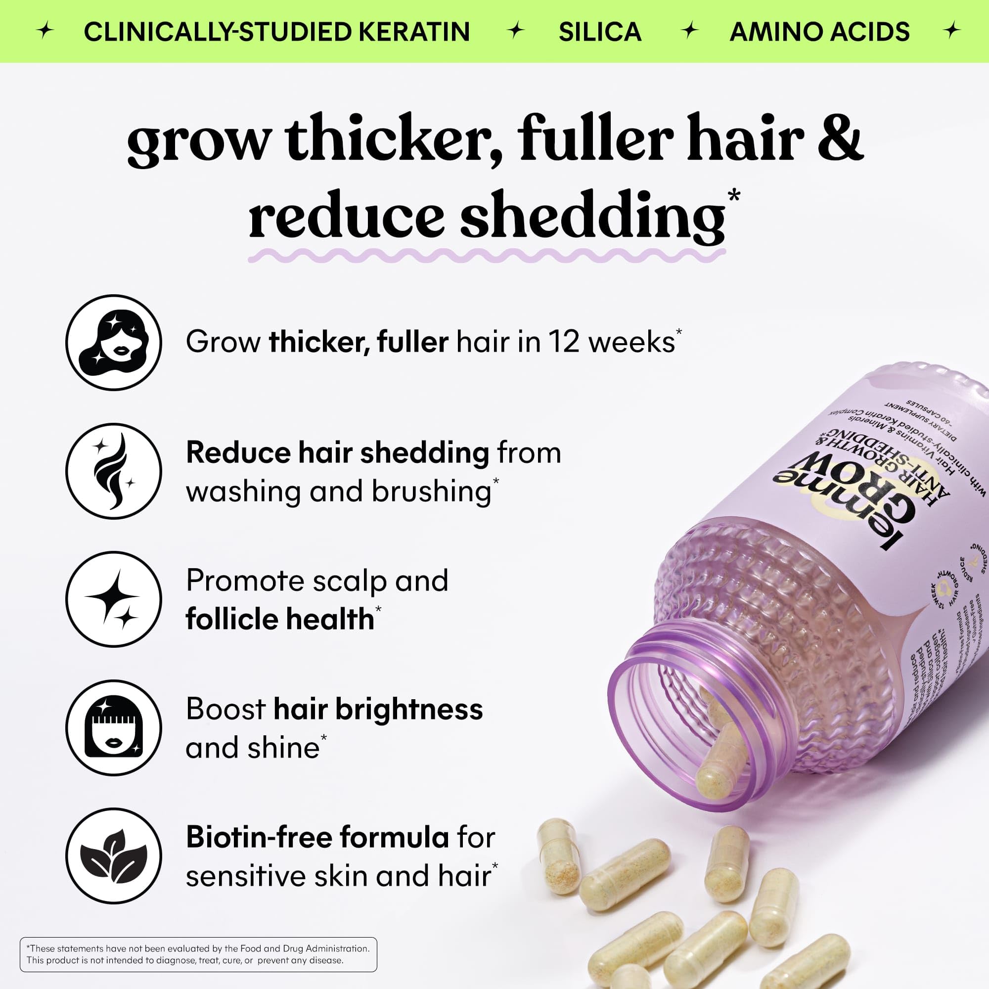 Close-up of Lemme Grow capsules showing daily nourishment for thinning hair