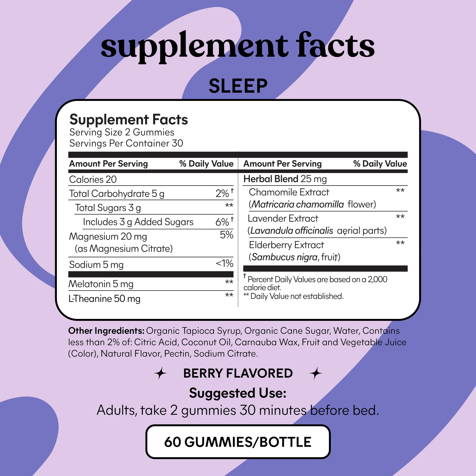 Ingredients photo for Lemme Sleep Gummies (Melatonin, Magnesium, L-Theanine)