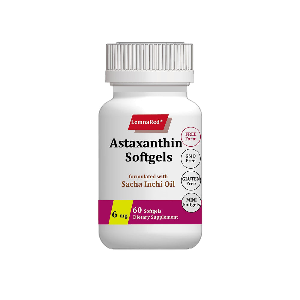 LemnaRed free-form astaxanthin softgel bottle – front view