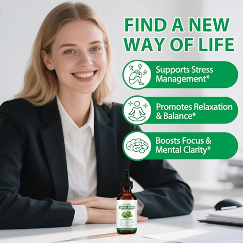 Illustration showing 0.5mL daily dosage of Lemon Balm tincture