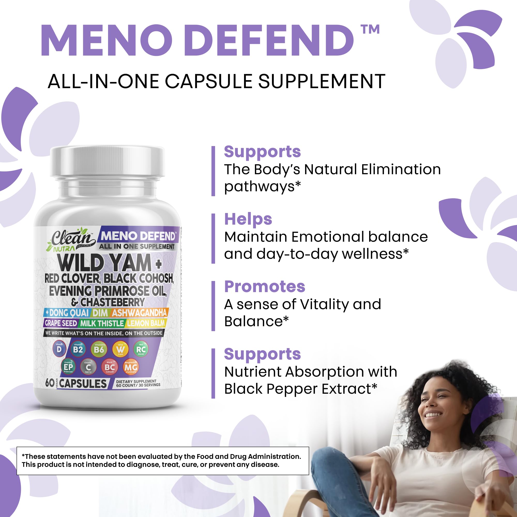 Lemon balm herbal capsules for calm and balance