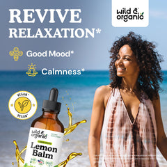 Close-up of lemon balm leaf extract drops