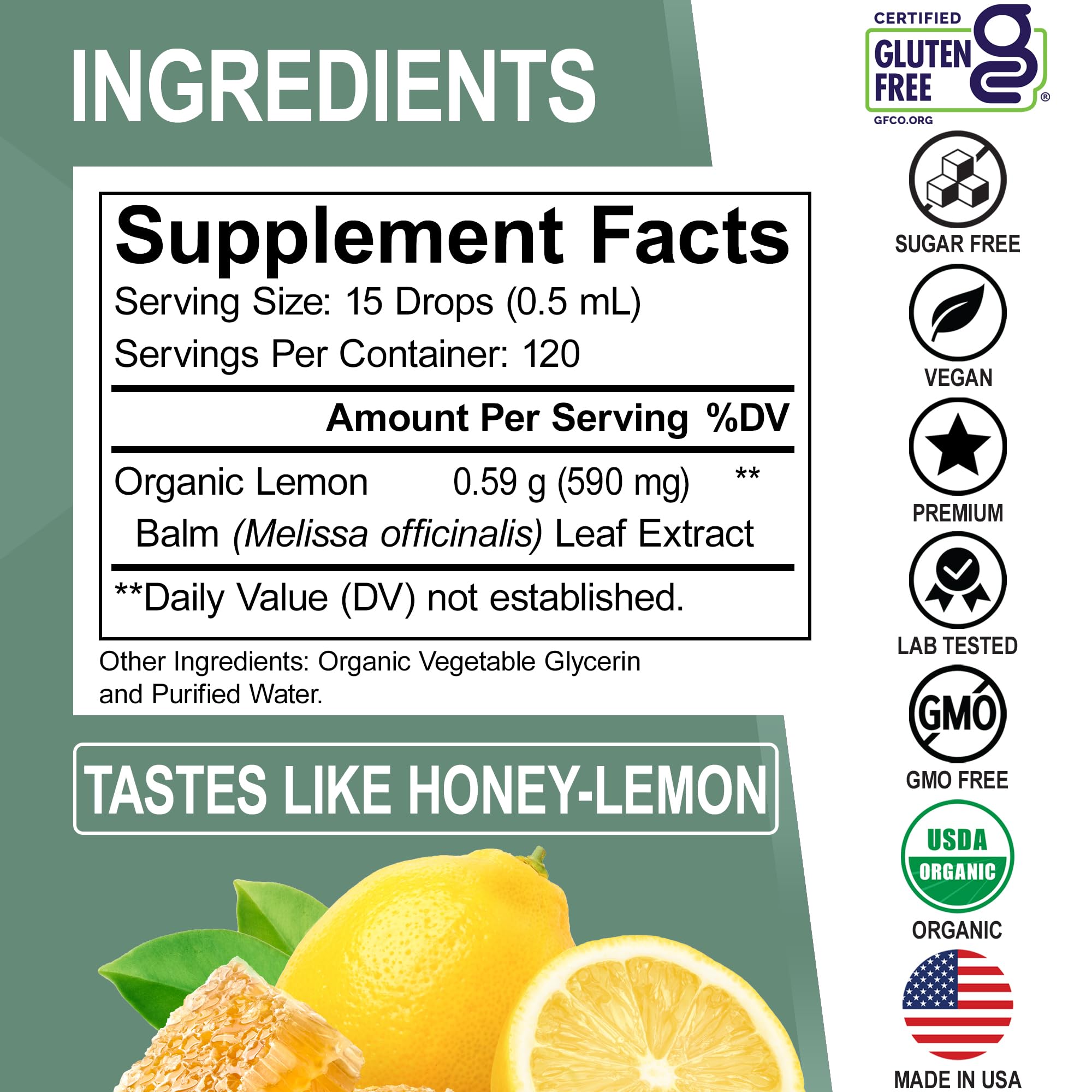 Lemon balm leaf liquid extract drops