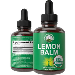 Front view of USDA Organic Lemon Balm tincture bottle