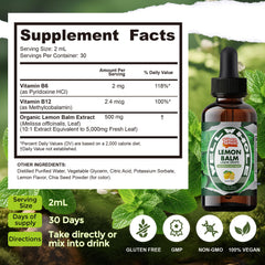 Close-up of Lemon Balm Tincture label