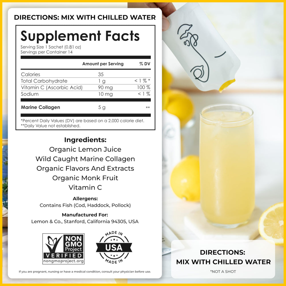 Product packaging design for Lemon & Co Lemon Collagen Water