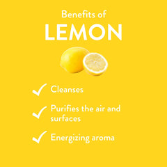 Close-up of lemon essential oil bottle label